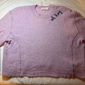 American Vintage Lilac Crewneck Sweater with 'oh hey' Embroidery